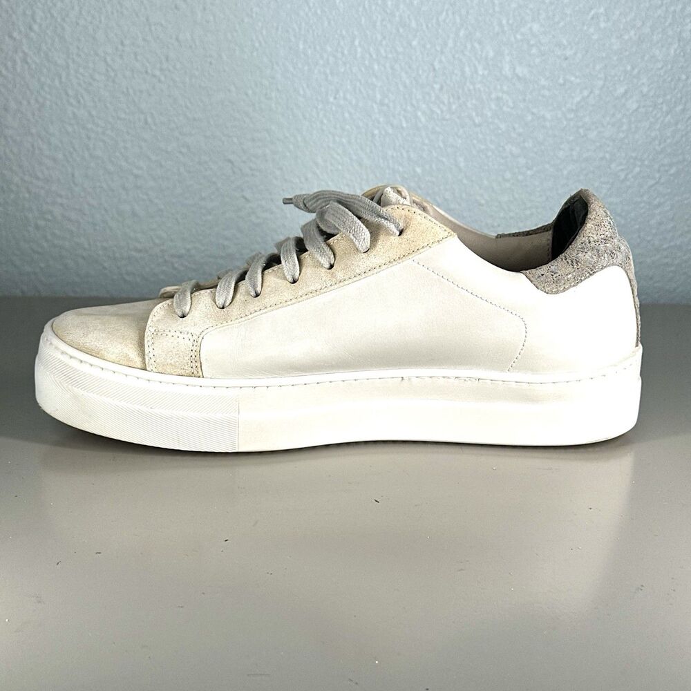 P448 Women Thea White Leather Grey Suede Sneakers Shoes Size 39 US 8.5 Italy - Picture 8 of 16